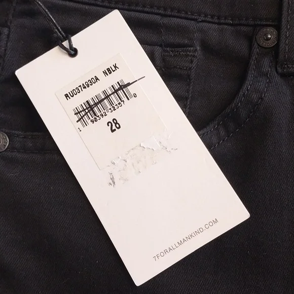 7 For All Mankind NWT Women's Size 28 Black Slim Trouser Flare Denim Jeans Pants - Picture 8 of 15
